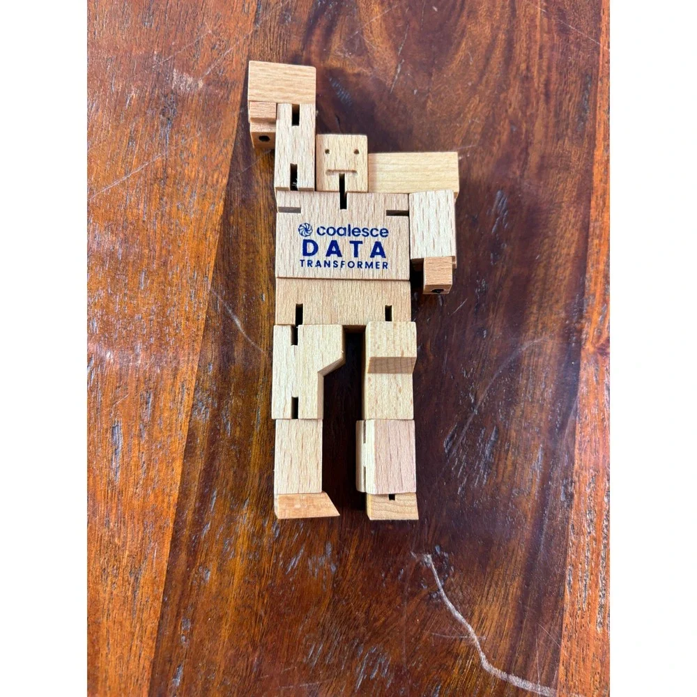 Areaware Cubebot Wooden Robot Puzzle Coalesce Data Transformer Natural Wood 2023